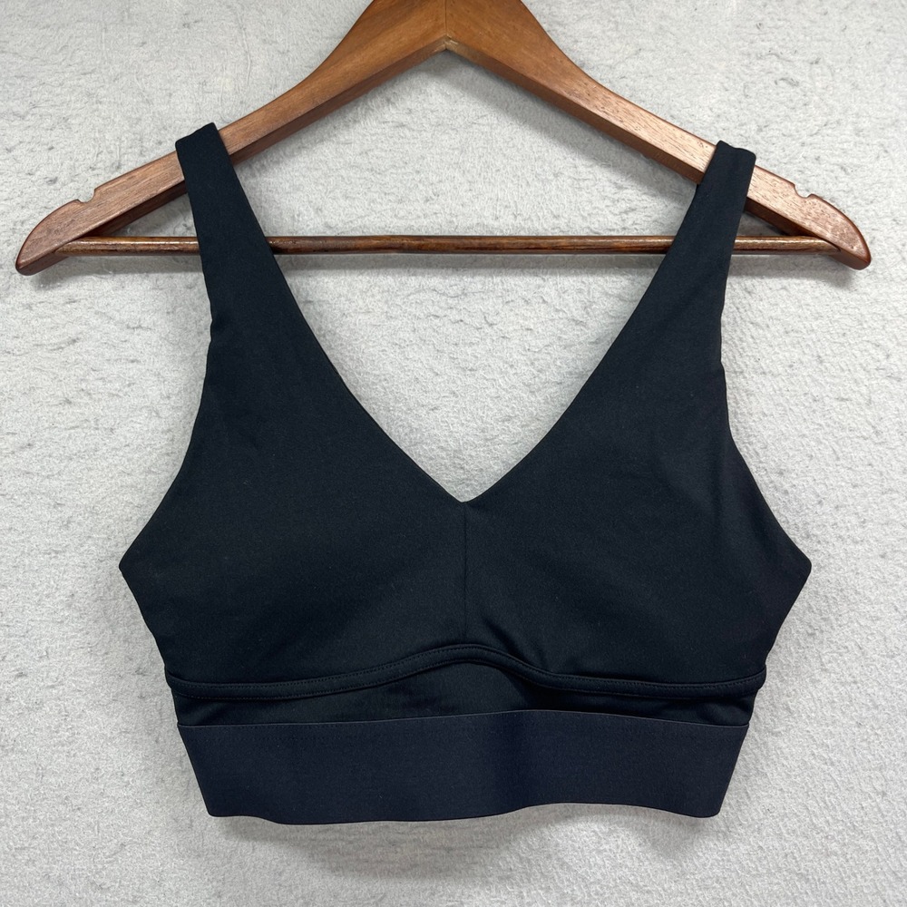 Fabletics Sports Bra Womens S* Black V Neck Adjustable Strap Yoga Gym Activewear